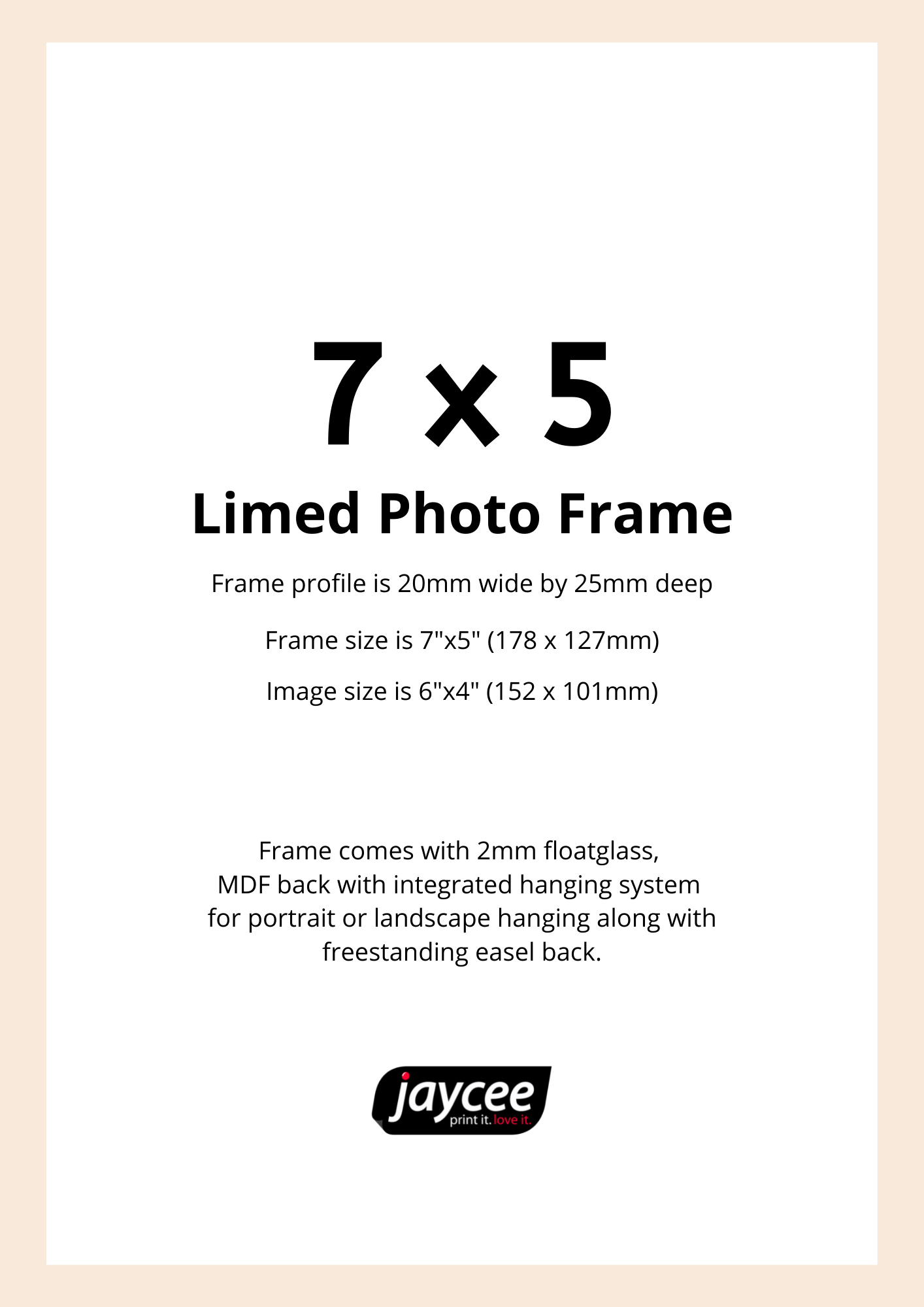 7x5 Limed Photo Frame - Jaycee
