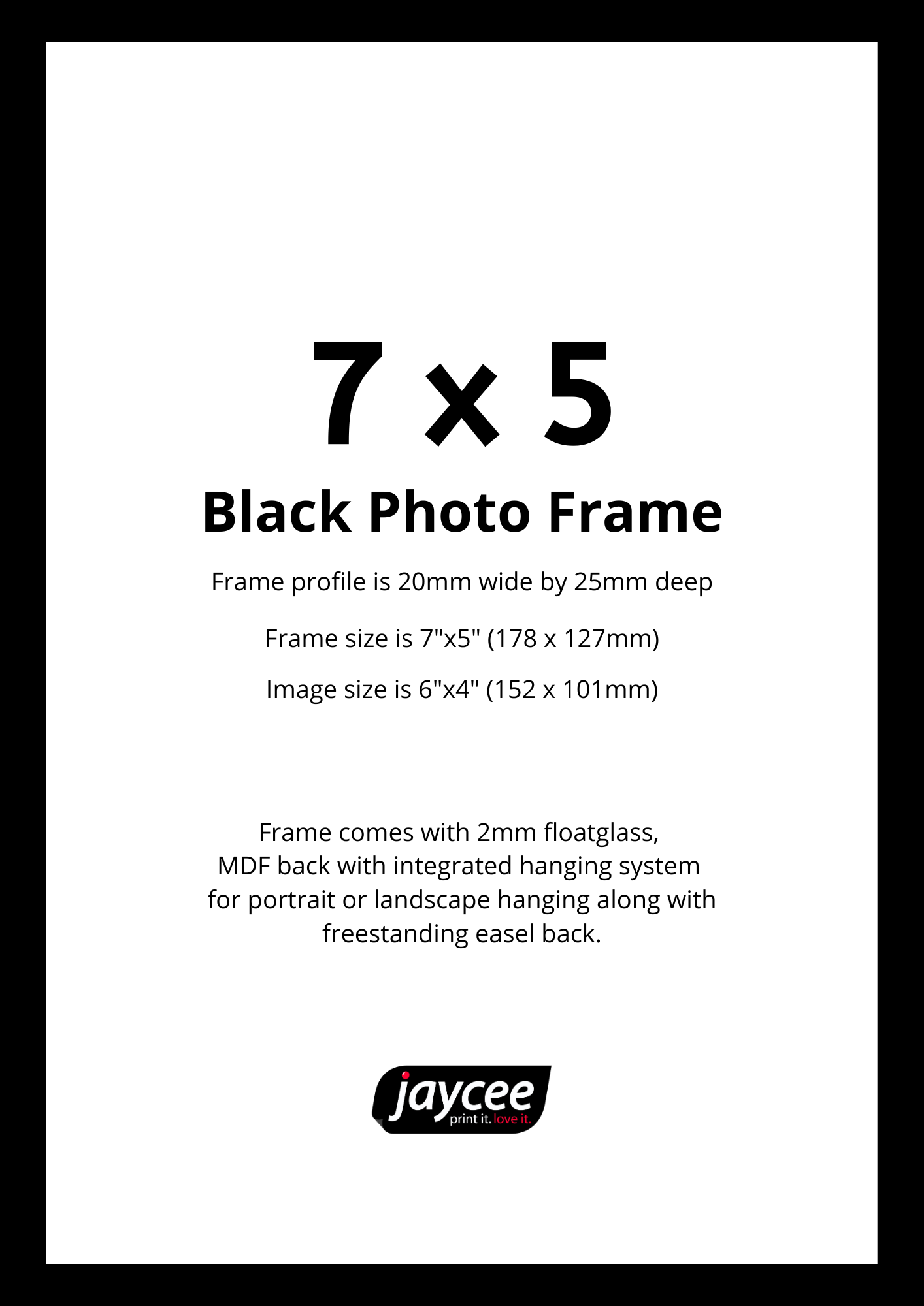 7x5 Black Photo Frame